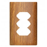 Placa P/ 3 Tomadas Horizontais 4x2 com Suporte - Novara Cumaru